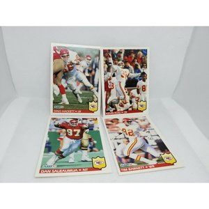 4 Vintage Fleer 92 Kansas City USA Printed Collectible Trading Football Cards